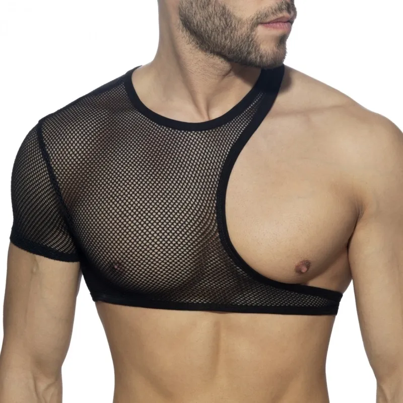 AD Fetish Crop Top IRREGULAR MESH Noir