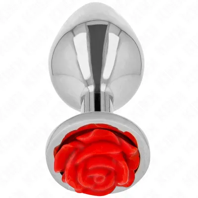 Plug anal métallique ornement rose rouge taille M - Kink