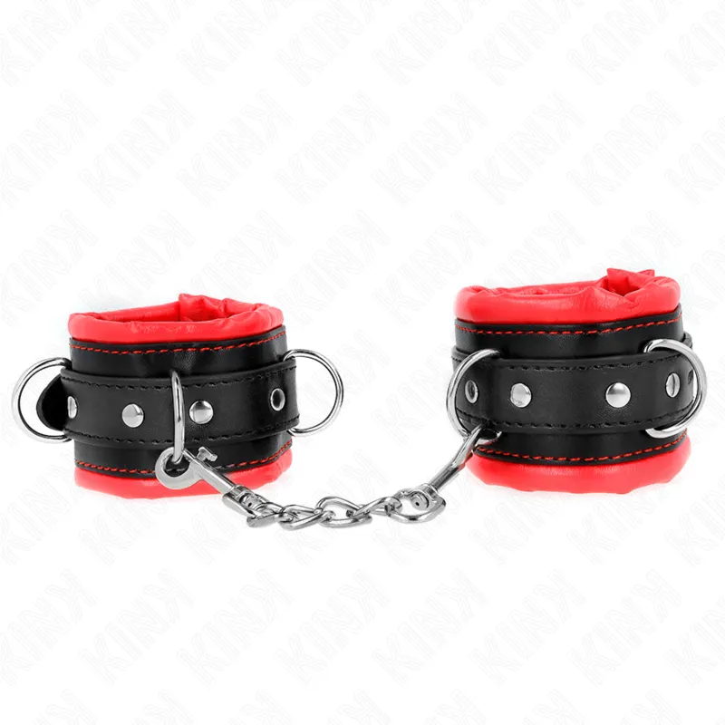 Menottes BDSM Lourdes Fourrure Rouge Ajustables - KINK