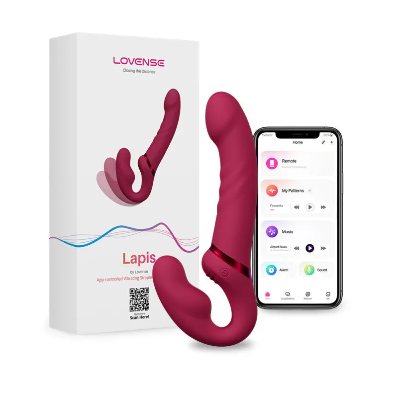 Strap-On vibrant connecté Lovense Lapis - receveur 13,8 cm, donneur 8,7 cm