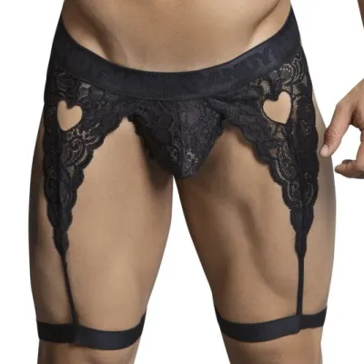 CandyMan String Porte-Jarretelles Dentelle PEITHO Noir