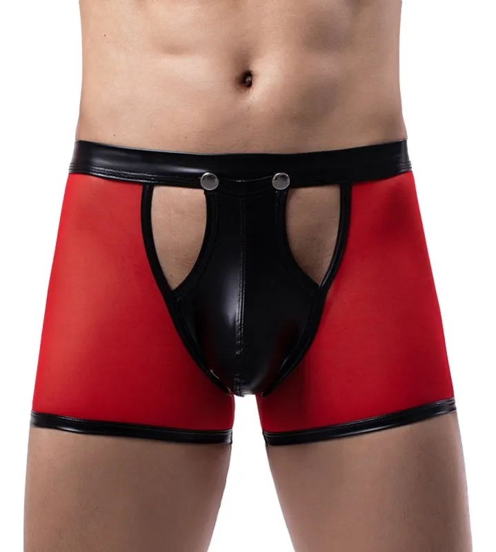 MenSexyWear Boxer sexy OPEN SIDE Noir-Rouge