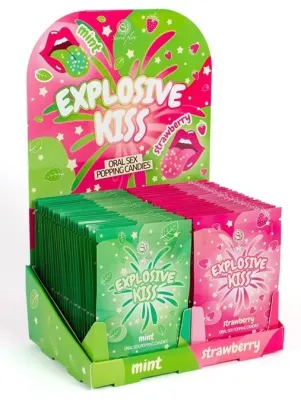 Pack de 48 bonbons Poudre pétillante EXPLOSIVE KISS Menthe et Fraise