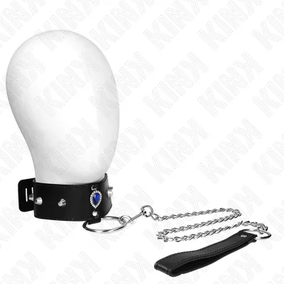 Collier BDSM avec Bracelet 65cm Diamants Bleus - Kink