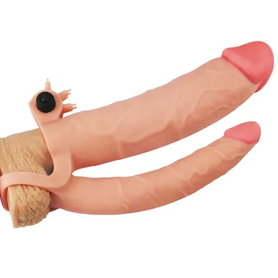 Gaine de pénis vibrante DOUBLE PENIS 19 x 5 cm
