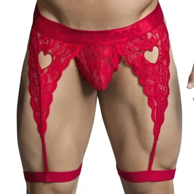 String Porte-Jarretelles Dentelle PEITHO Rouge