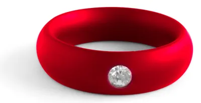 Anneau pénien en acier DONUT STRASS Rouge