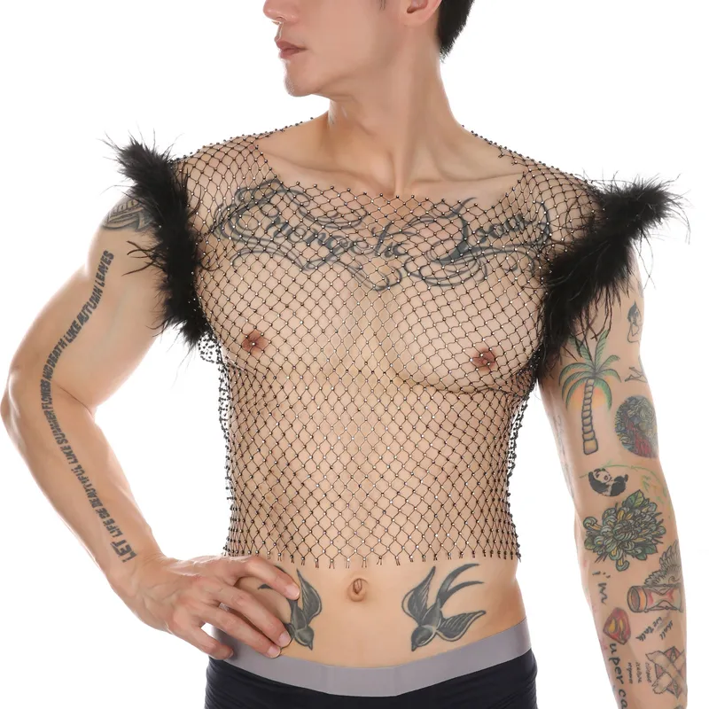 Débardeur Résille Perles et Plumes NIGHTFIZZ Noir