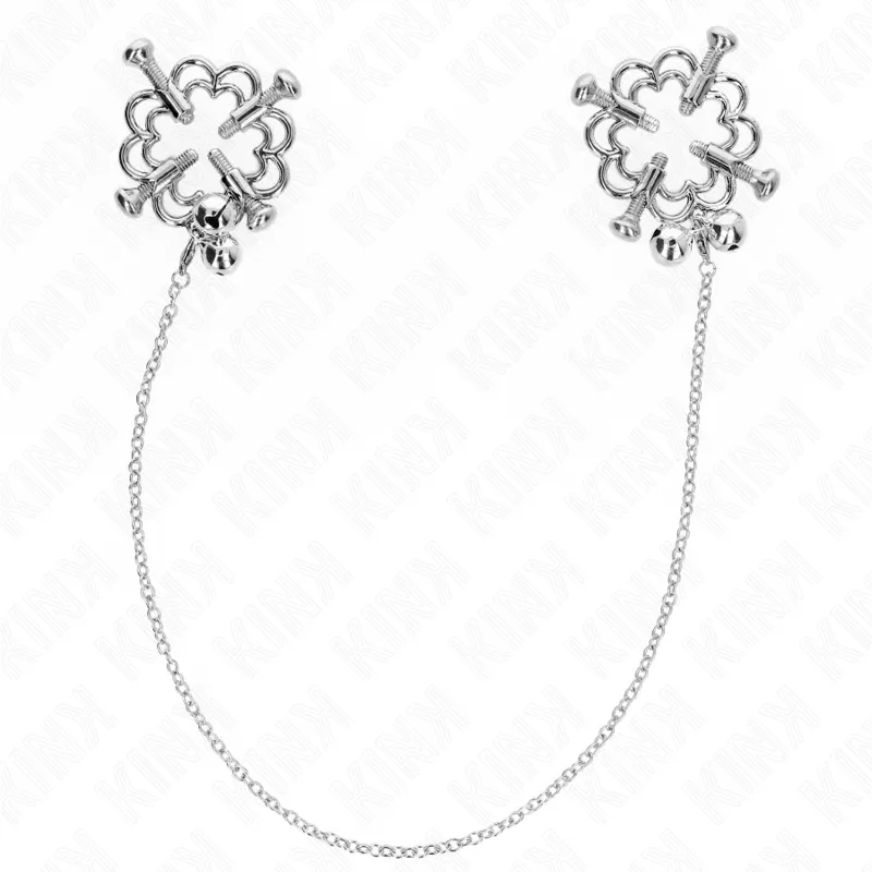Pince à tétons réglable fleur avec chaîne métal - Kink