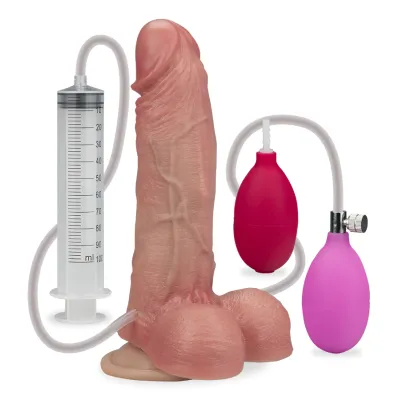 Gode godemichet ventouse gonflable et éjaculateur Teddy gode vaginal ou anal homme ou femme - Peau claire