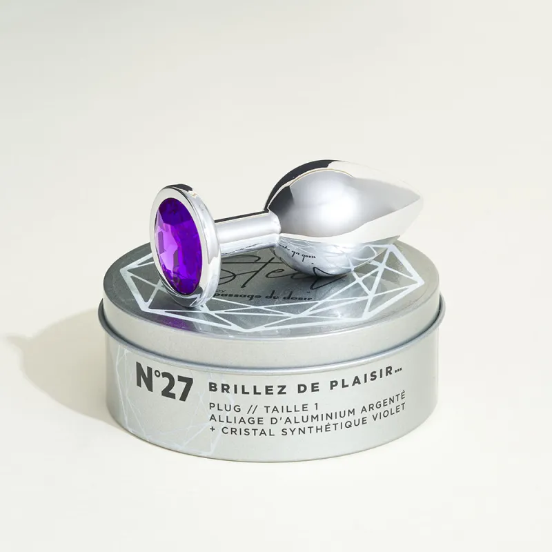 Plug métal bijou Steel Cristal violet - M