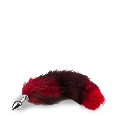 Plug queue de renard fourrure noire et rouge