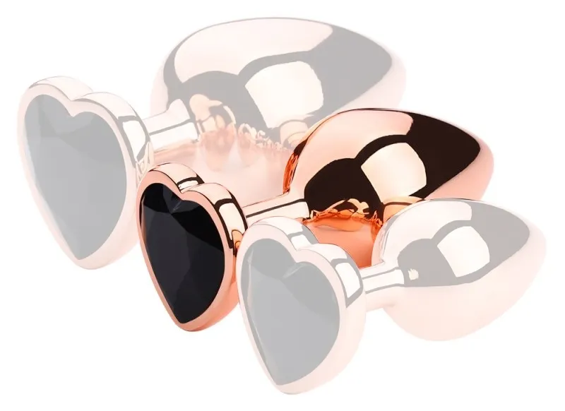 Plug Bijou Anal GOLD HEART M 7 x 3.4cm Noir