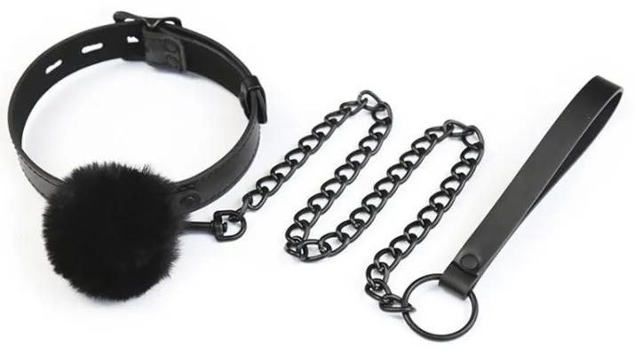 Collier et Laisse BALL TOP Noir