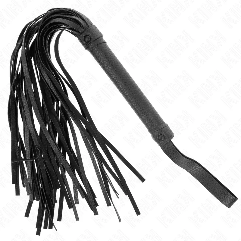 Fouet BDSM en simili cuir noir 43,5 cm - Kink