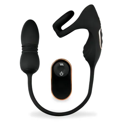 Plug anal vibrant va-et-vient avec anneau et masseur de zone intime masculine Wind