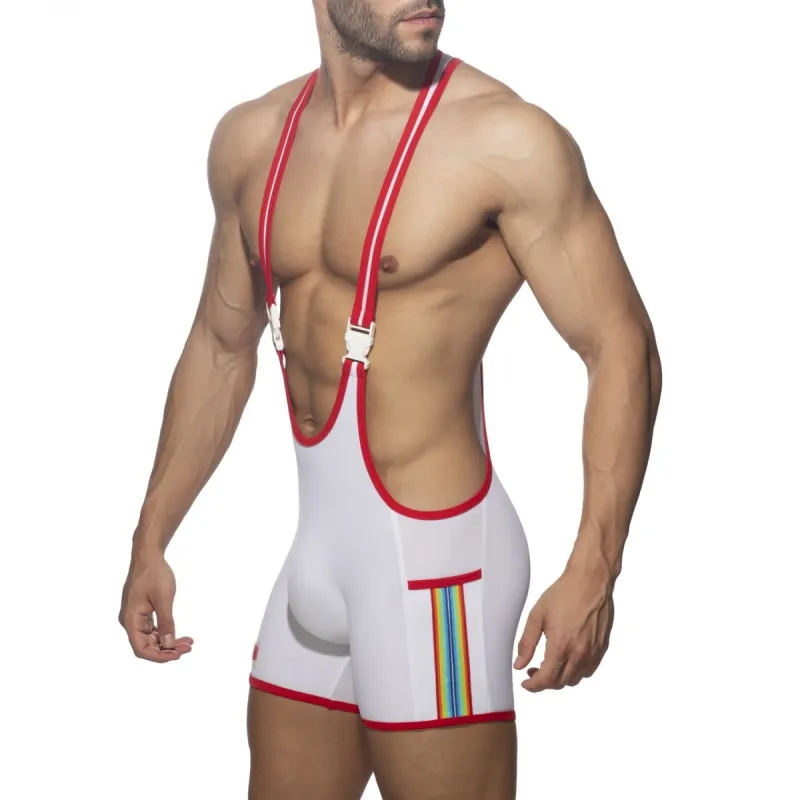 Addicted Singlet TAPE WRESTLING Blanc