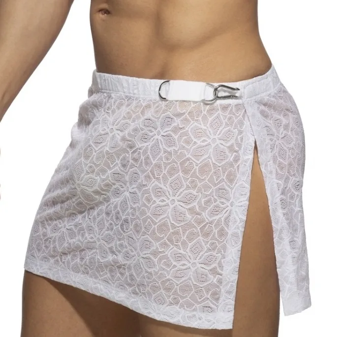 Jupe homme en Dentelle FLOWERY LACE Blanche