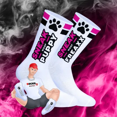SneakFreaxx Chaussettes SNEAK WOOF PUPPY Rose