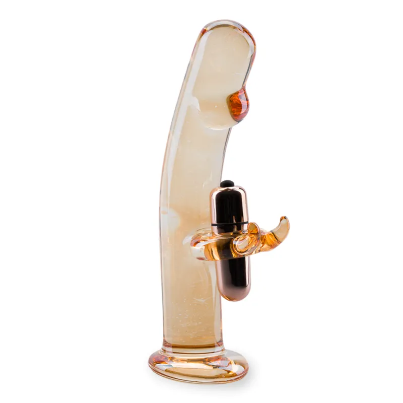 Gode godemichet en verre rabbit vibrant Mr Pleasure gode vaginal ou anal homme ou femme - Ambre