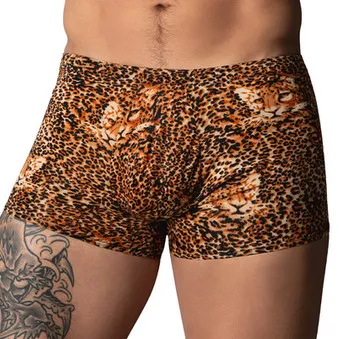 male power Boxer léopard RING & SHORT Marron