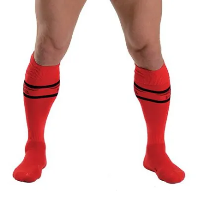 Mr B - Mister B Chaussettes hautes URBAN FOOTBALL SOCKS Rouge-Noir
