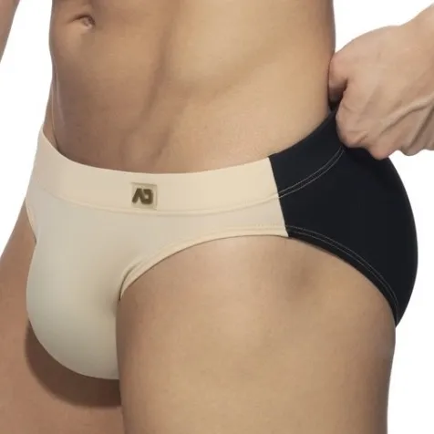 Addicted Slip de bain BICOLOR SWIM Beige-Noir