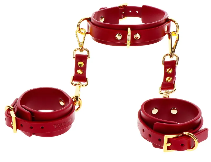 Collier D-RING avec menottes de poignets TABOOM Rouge