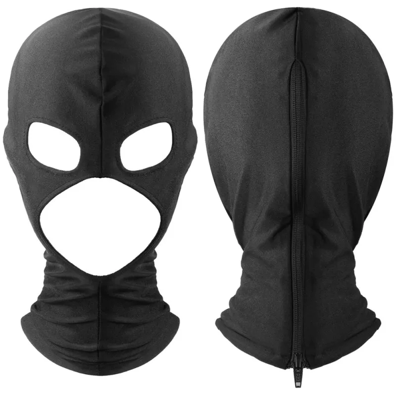 Cagoule Bdsm avec zip OPEN N°3 Noire