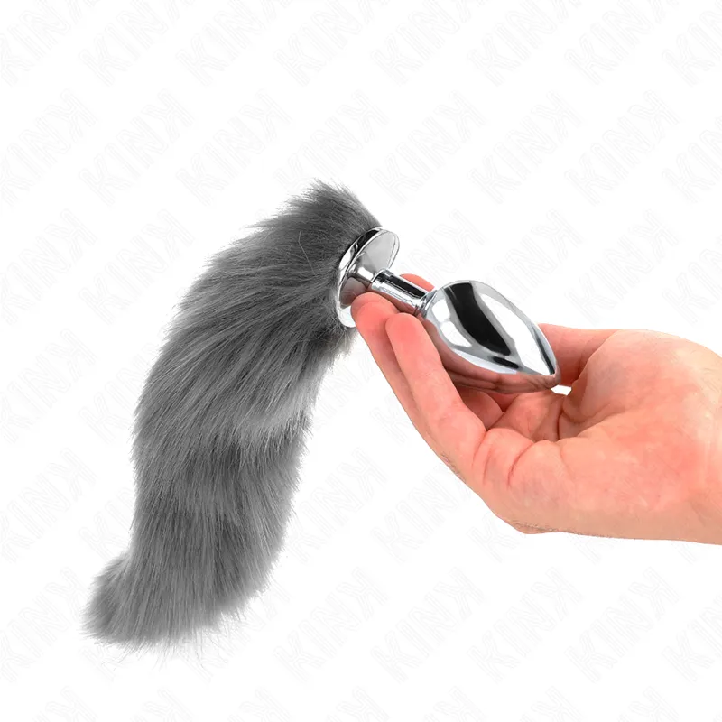 Plug Anal Queue de Renard Gris Synthétique 40 cm - Taille L