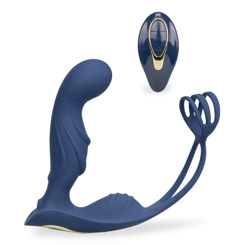 Vibromasseur anal Stimulateur de prostate et anneau June - Bleu foncé
