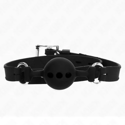 Bâillon boule silicone taille S noir ajustable - Kink
