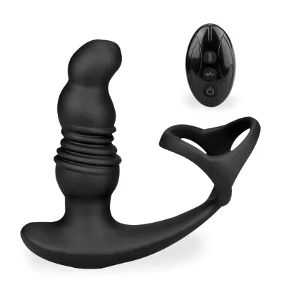 Vibromasseur anal Stimulateur prostatique vibrant et va-et-vient avec anneaux Soulmate - Noir