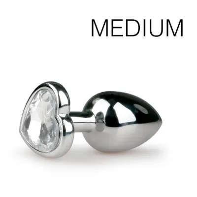 Plug Bijou Argent avec coeur - Medium 7.1 x 3.2cm