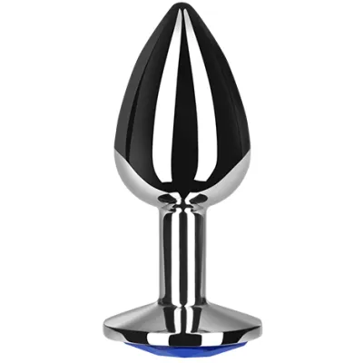Plug anal métal bijou bleu taille L - Secret Play