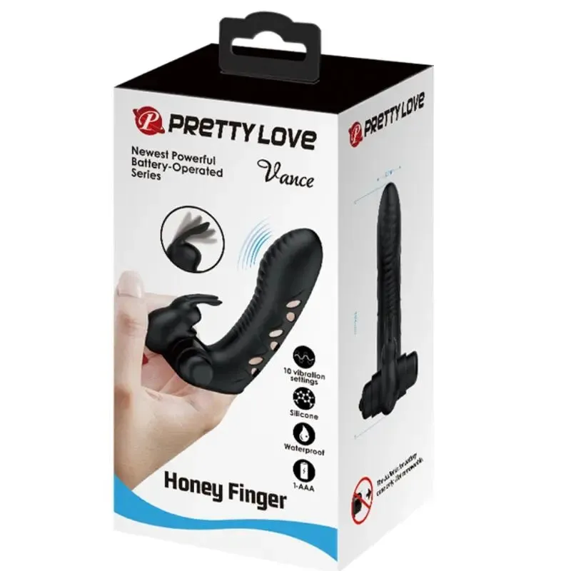 Stimulateur Doigt Vibrant Lapin Vance Noir - Pretty Love