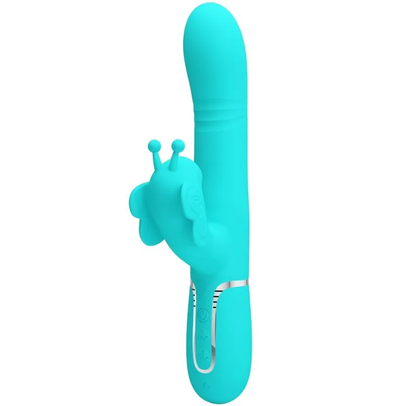Stimulateur Rabbit Papillon Multifonction 4 en 1 Vert - Pretty Love