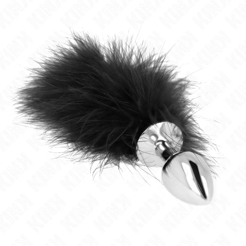 Plug anal en acier inoxydable avec plume 11x7 cm - Kink