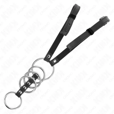 Anneaux Péniens Set 5 Tailles Métal avec Ceinture Cuir - KINK
