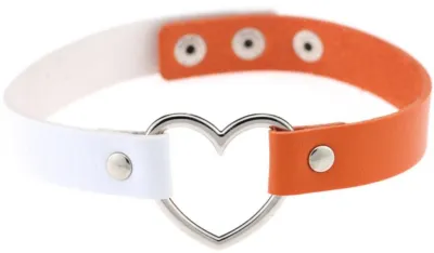 Ras de cou HEART DUO Blanc-Orange