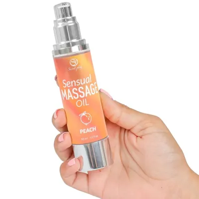 Huile de Massage Érotique Parfum Pêche 50ml - Secret Play