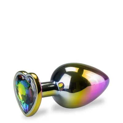 Bijou anal rosebud cœur arc-en-ciel M
