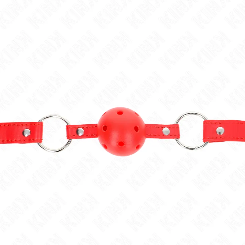 Bâton baillon respirant double rivet rouge 62,5 cm réglable - Kink