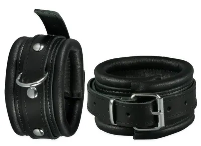 Menottes pour cheville en Cuir 5cm Noir