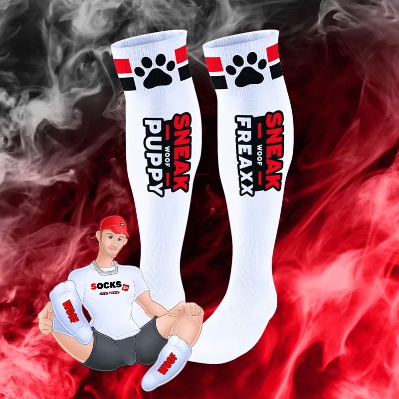 Chaussettes hautes PUPPY TUBE Blanc-Rouge