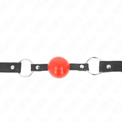 Bâillon balle 4 cm avec sangle réglable rouge et noir - Kink