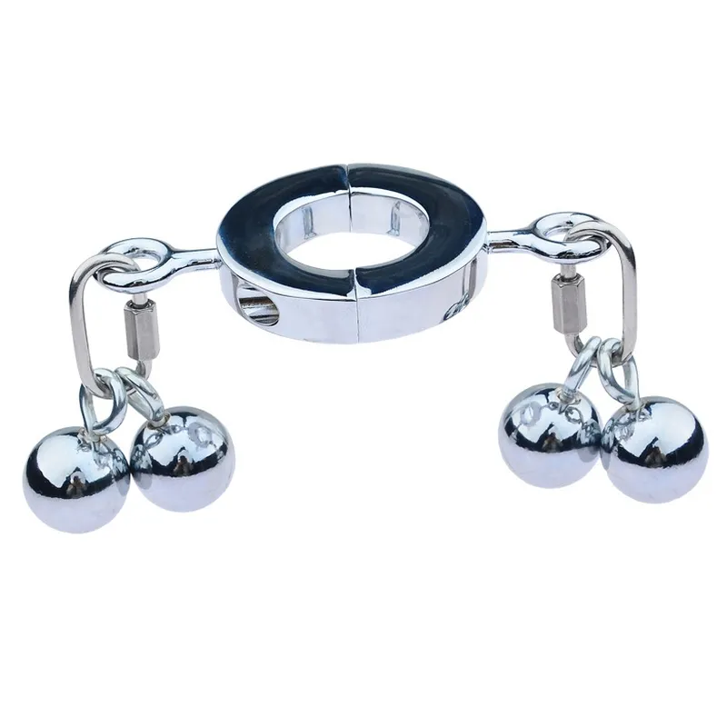 Ballstretcher en métal avec 4 Boules BIG TESTICLE S 32mm - Hauteur 12mm - Poids 450g Argenté