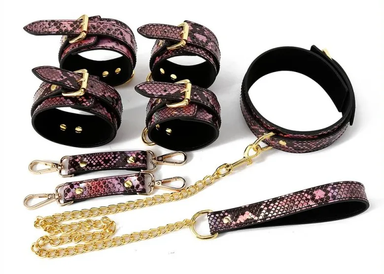 Kit Sm SNAKINE Collier et Menottes Noir-Rose