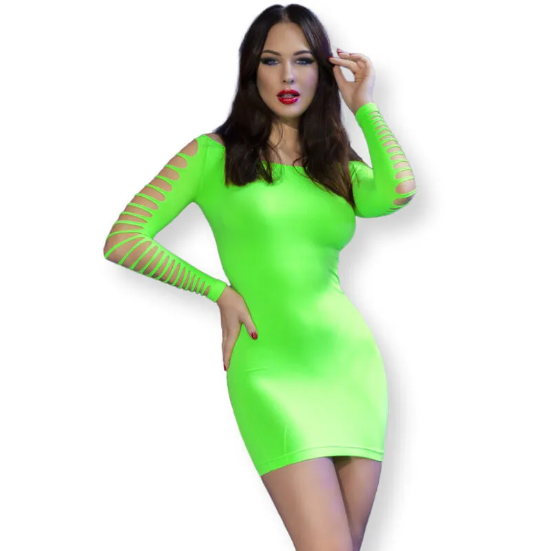 Robe Moulante Sexy Sans Couture Vert Fluo S/M - Chilirose