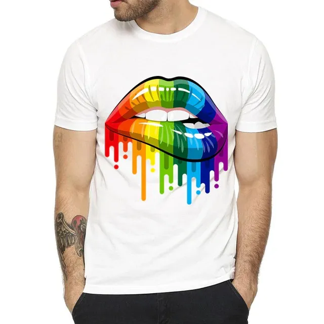Generique T-shirt LIPS RAINBOW Blanc